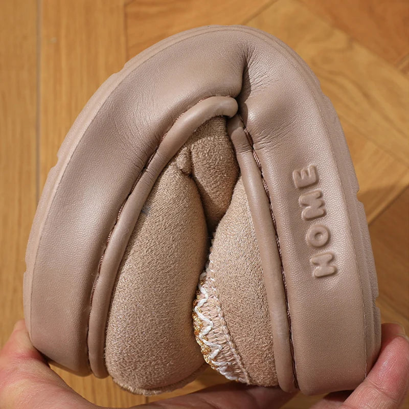 Winter 2024 Warm Fluffy Woman Slippers Soft Bottom Non Slip Thick Plush Clogs Women Casual Platform House Inddor Shoes Slides 45