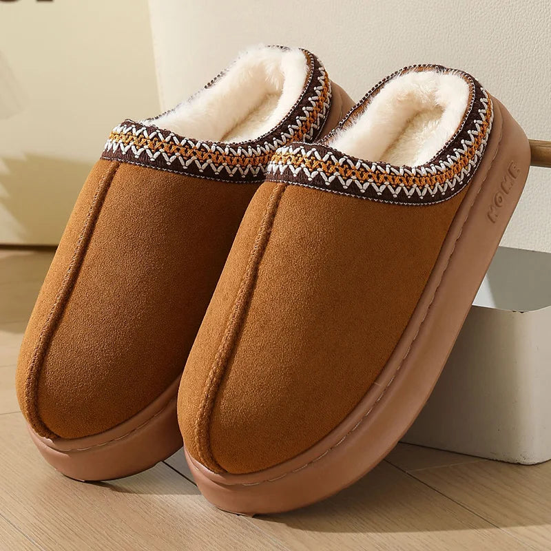 Winter 2024 Warm Fluffy Woman Slippers Soft Bottom Non Slip Thick Plush Clogs Women Casual Platform House Inddor Shoes Slides 45