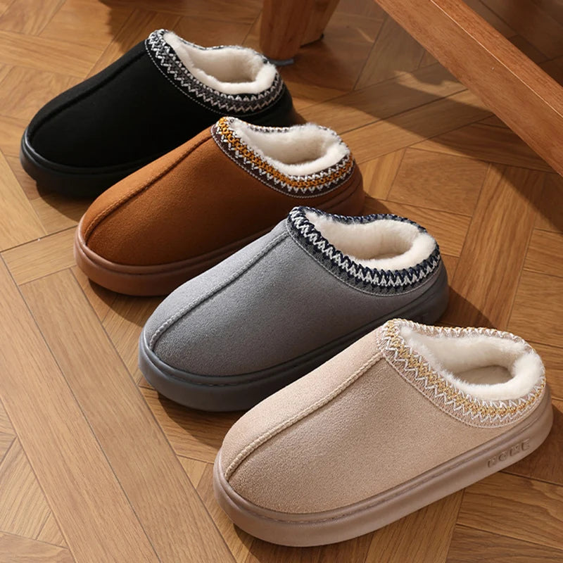 Winter 2024 Warm Fluffy Woman Slippers Soft Bottom Non Slip Thick Plush Clogs Women Casual Platform House Inddor Shoes Slides 45